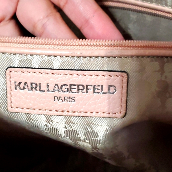 KARL LAGERFELD PINK PEBBLE LEATHER SATCHEL BAG - Picture 14 of 17